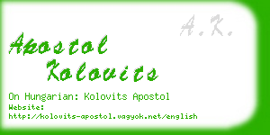 apostol kolovits business card